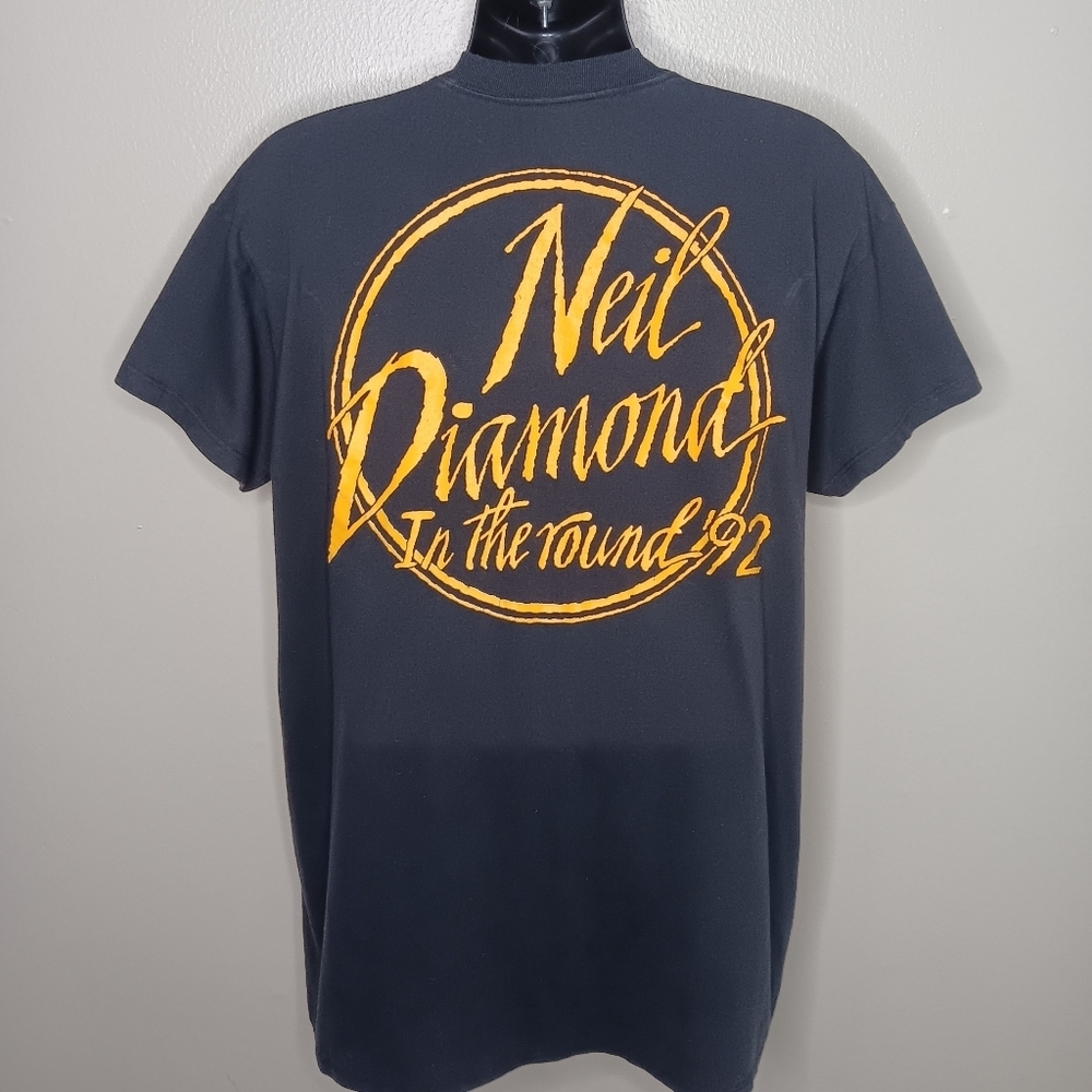 VTG 90s Neil Diamond In the Round One Size Band T-shirt Single Stitch USA EUC